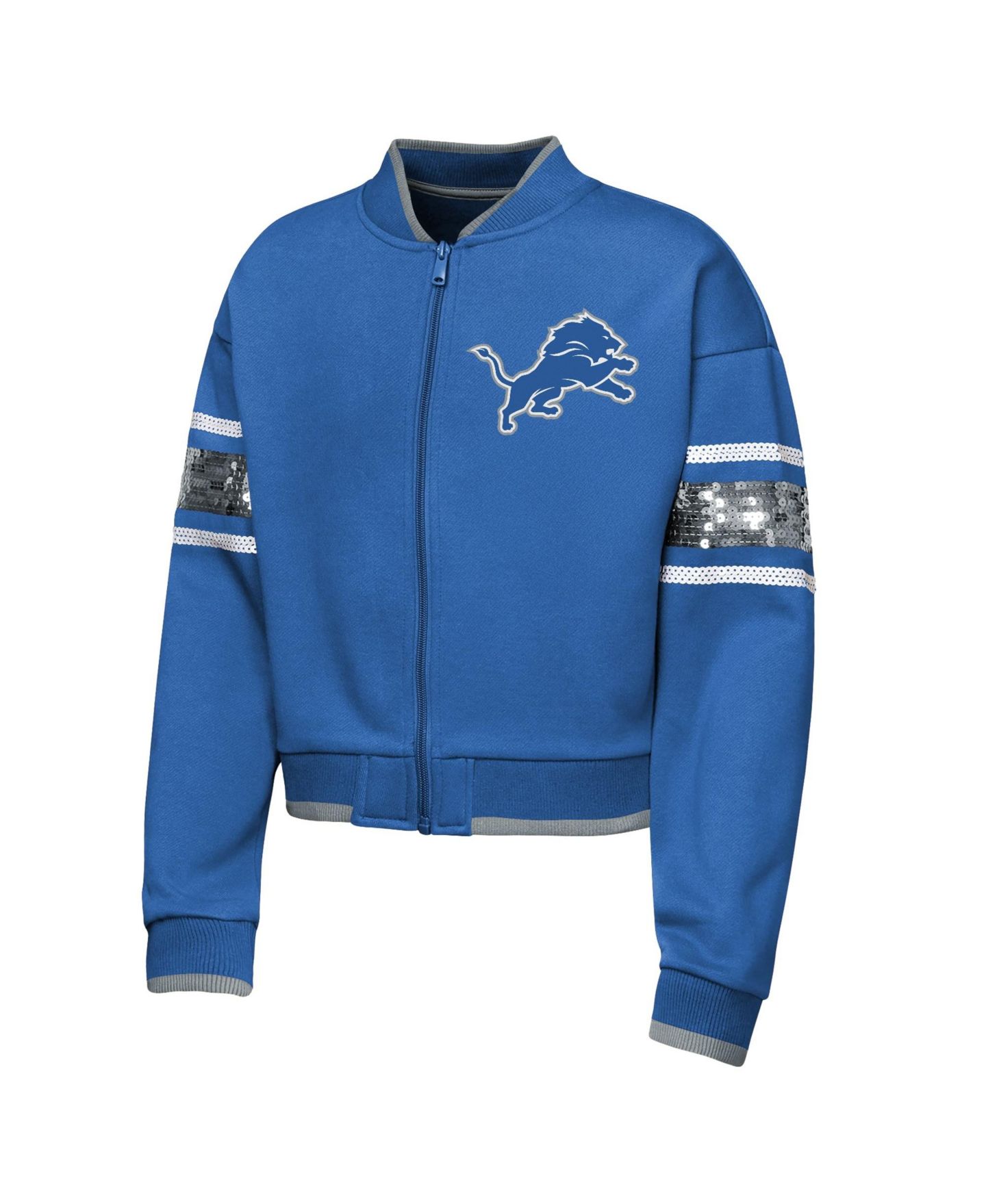 Куртка Outerstuff Blue Detroit Lions MVP Full-Zip Sequin Bomber для девочек — фото 2