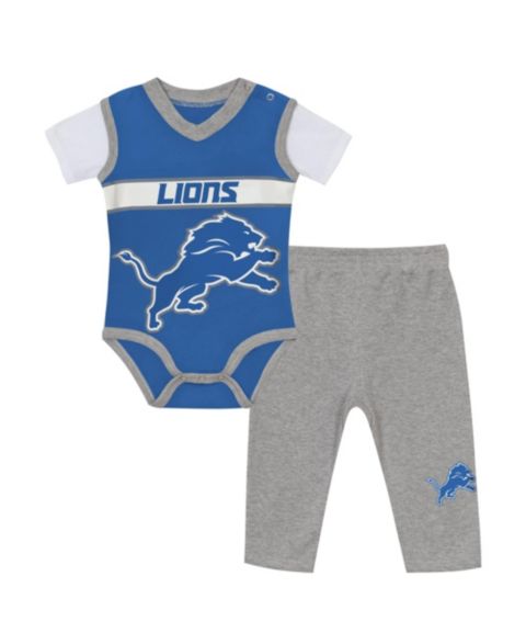 Детский комплект Outerstuff Baby Boys and Girls Blue/Heather Gray Detroit Lions Two-Piece Jersey Bodysuit & Pants Set