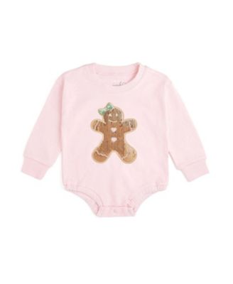 Baby Girls' Gingerbread Sequin Patch Holiday Long-Sleeve Romper