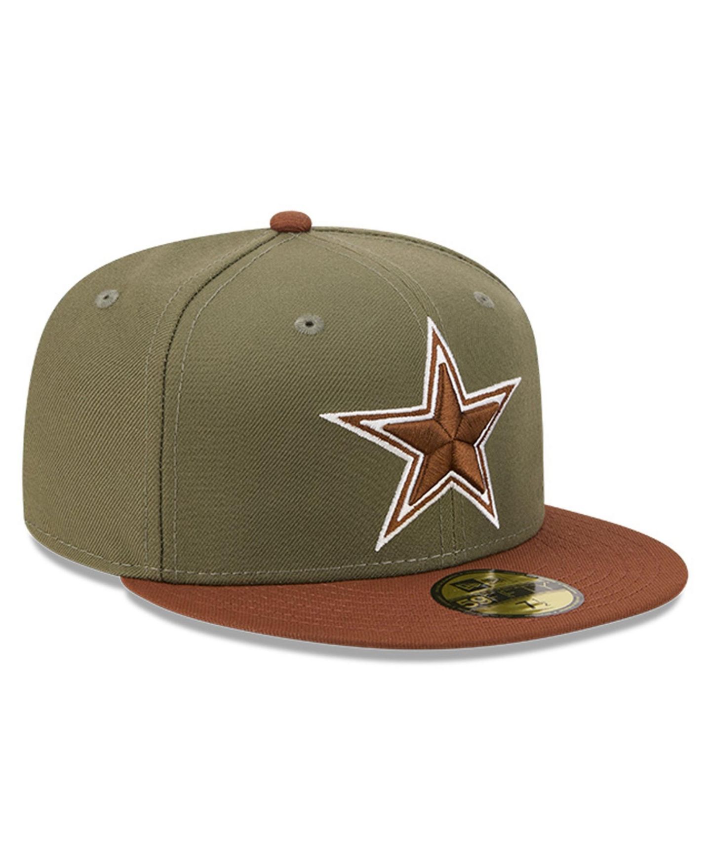 Мужские головные уборы New Era Olive/Brown Dallas Cowboys Color Pack 59FIFTY Fitted Hat — фото 3