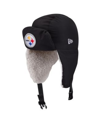 Men's  Black Pittsburgh Steelers Puffer Quilted Trapper Hat