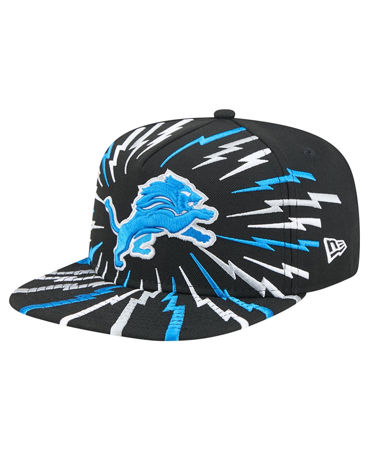 New Era Men's Detroit Lions Bolt A-Frame 9FIFTY Flat-Bill Snapback Hat - Black