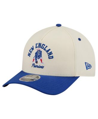 Men's Cream/Royal New England Patriots Throwback Arch 9FORTY A-Frame M-Crown Adjustable Hat