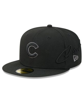 Men's Black Chicago Cubs Side Script 59FIFTY Fitted Hat
