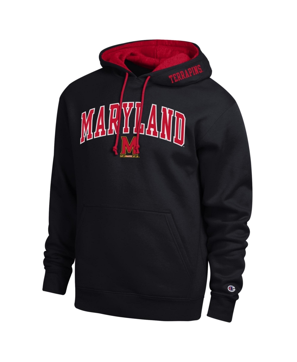 Champion Men's Maryland Terrapins Arch Tackle Twill Graphic Midweight Hoodie - Black