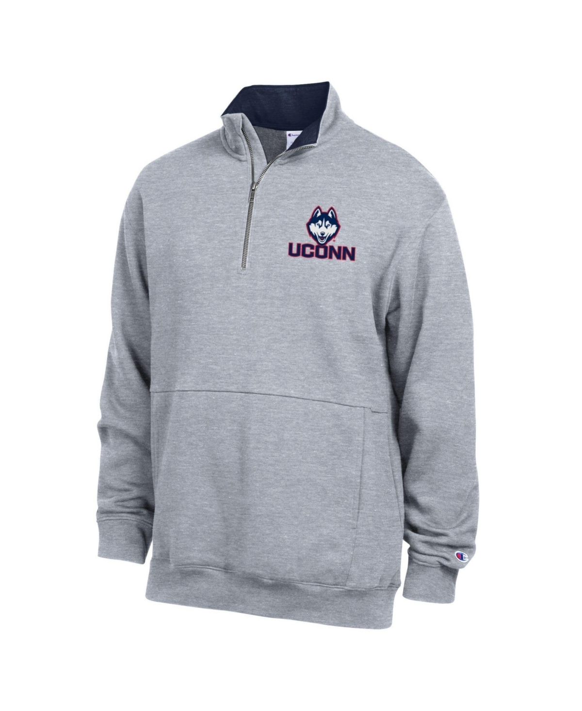 Champion Men's UConn Huskies Fleece Quarter-Zip Pullover Sweatshirt - Heather Gray