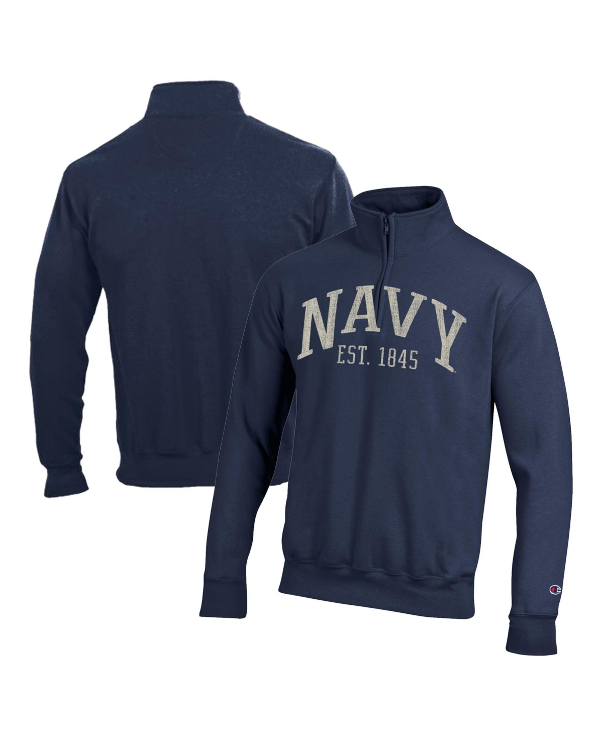 Champion Men's Navy Midshipmen Quarter-Zip Graphic Pullover Sweatshirt