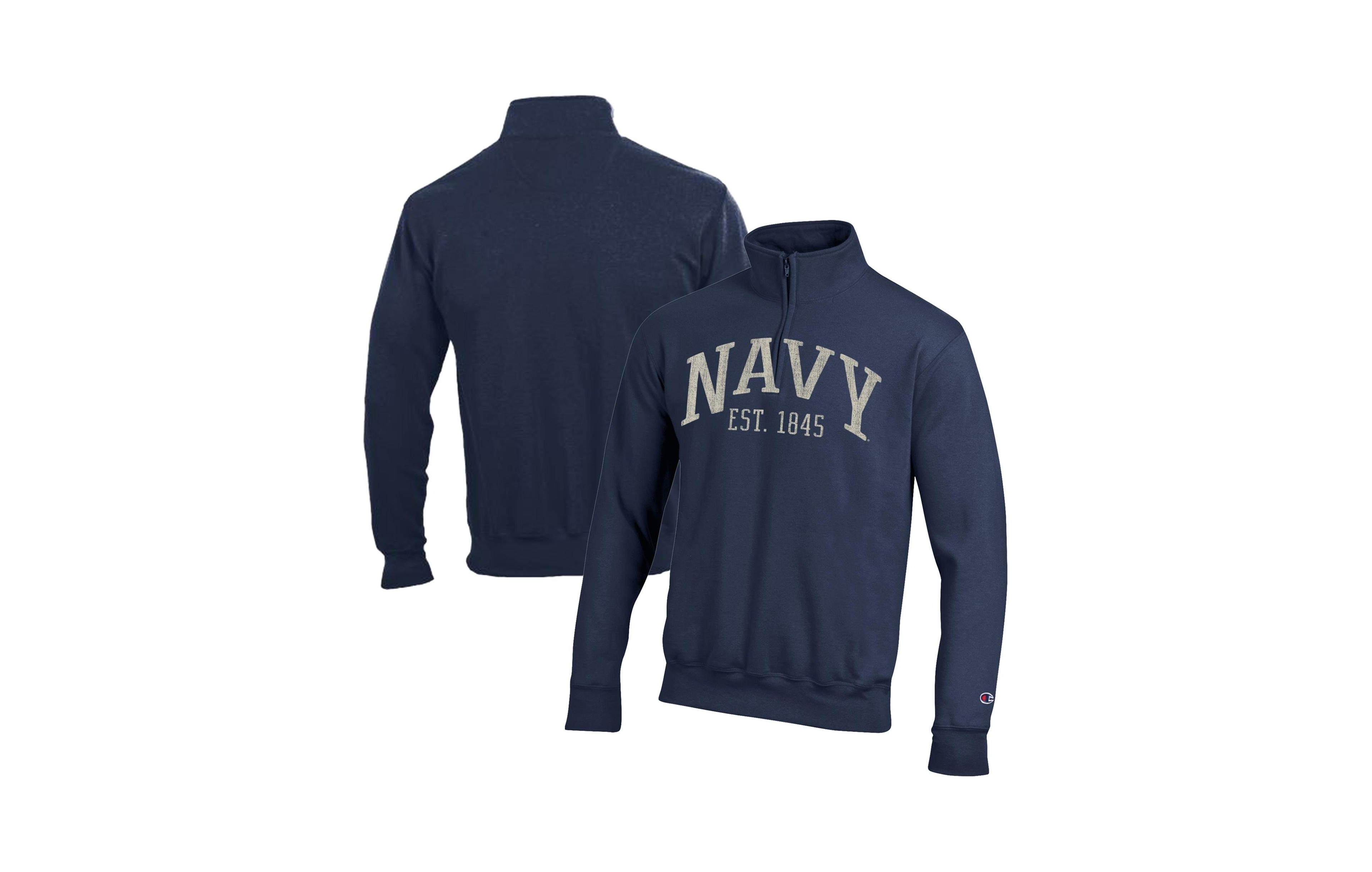 Champion Men's Navy Midshipmen Quarter-Zip Graphic Pullover Sweatshirt