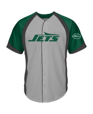 Men's  Gray New York Jets Big & Tall Button-Up Raglan Fashion Top