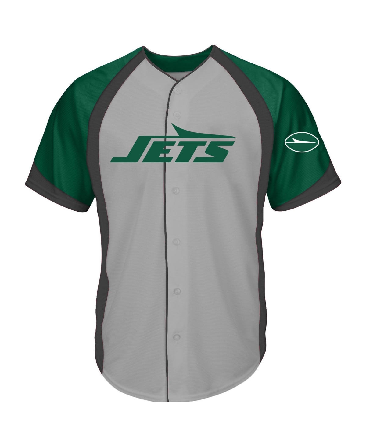 Fanatics Men's Big & Tall New York Jets Button-Up Raglan T-Shirt - Gray, Green