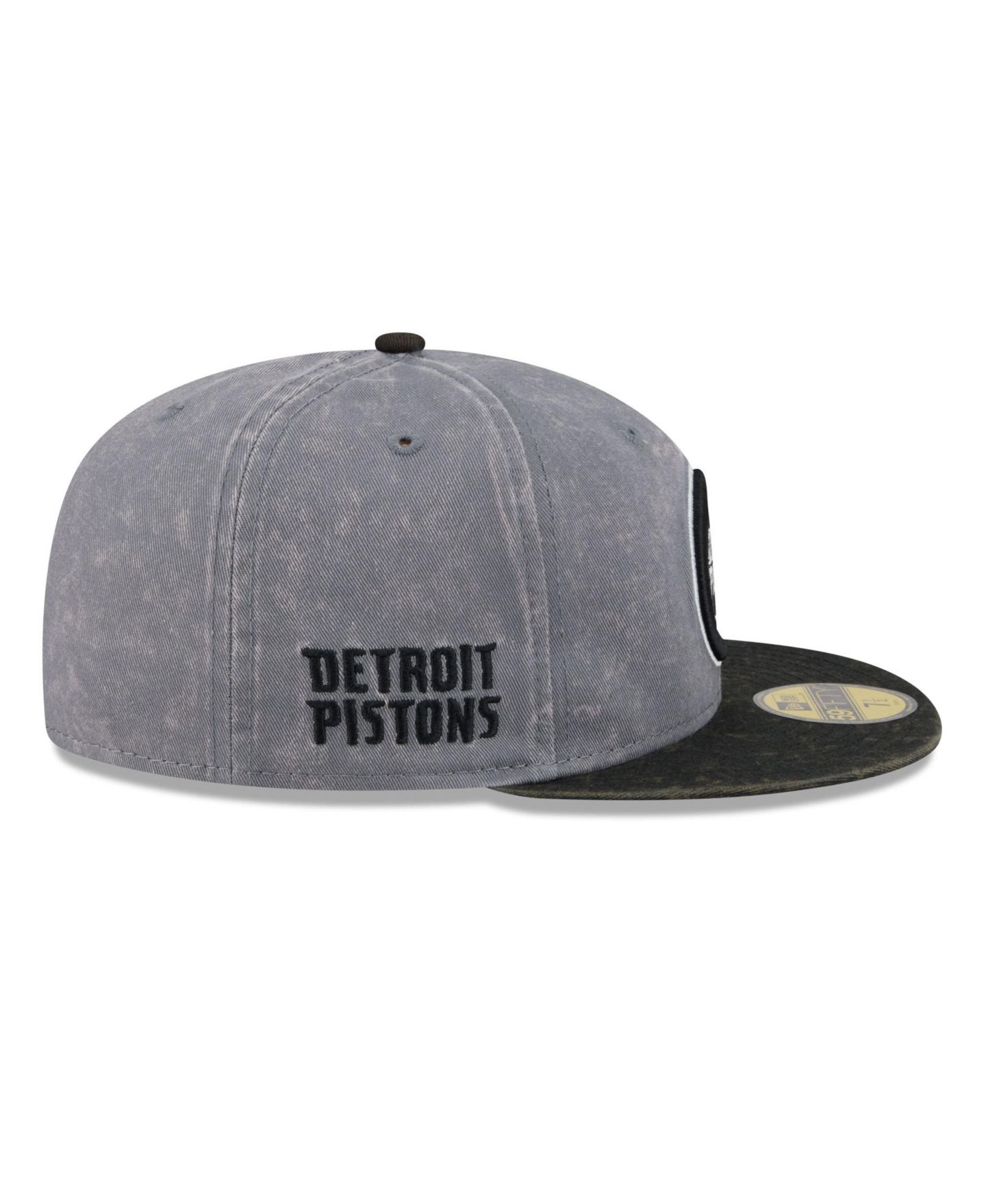 Мужская кепка New Era Gray/Black Detroit Pistons Washed 59FIFTY Fitted Hat — фото 5