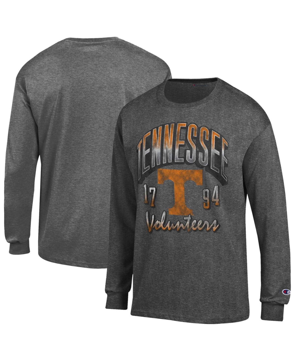 Champion Men's Tennessee Volunteers Bold Long-Sleeve Crewneck Distressed Graphics T-Shirt