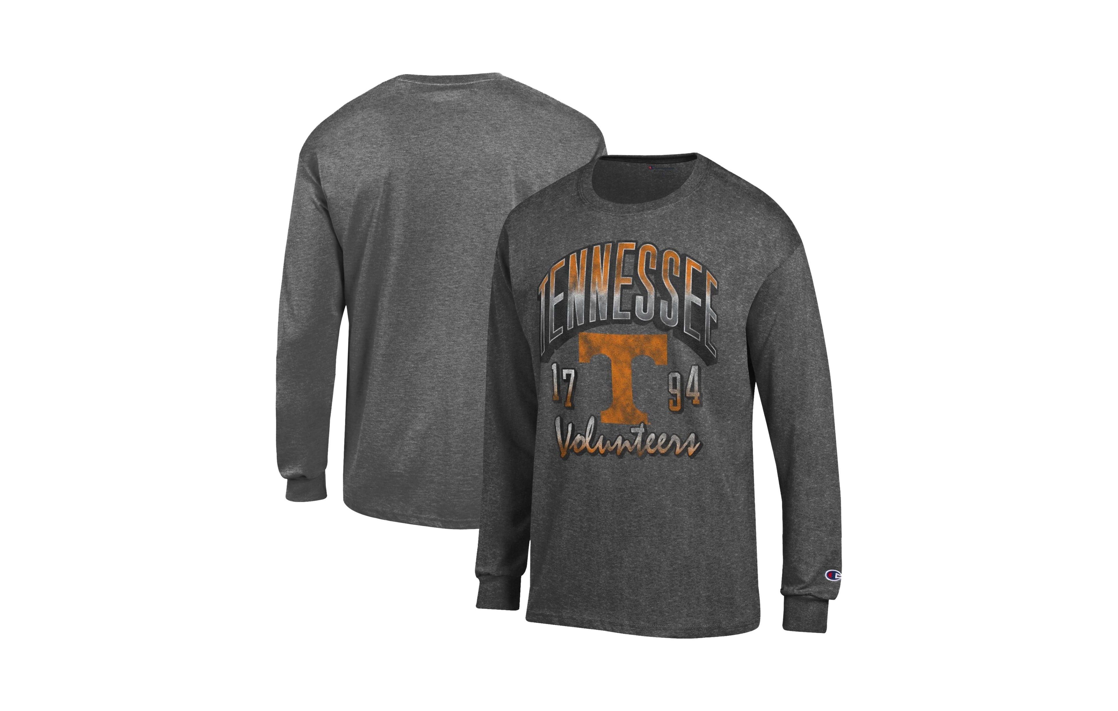 Champion Men's Tennessee Volunteers Bold Long-Sleeve Crewneck Distressed Graphics T-Shirt