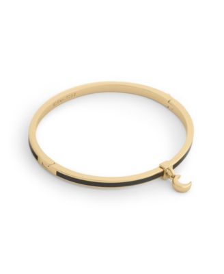 Cubic Zirconia Gold-Tone Moon Charm Bangle Bracelet