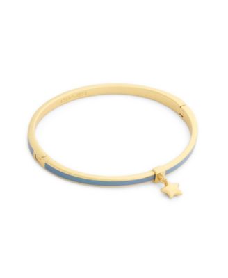 Cubic Zirconia Gold-Tone Enamel Celestial Star Charm Bangle Bracelet