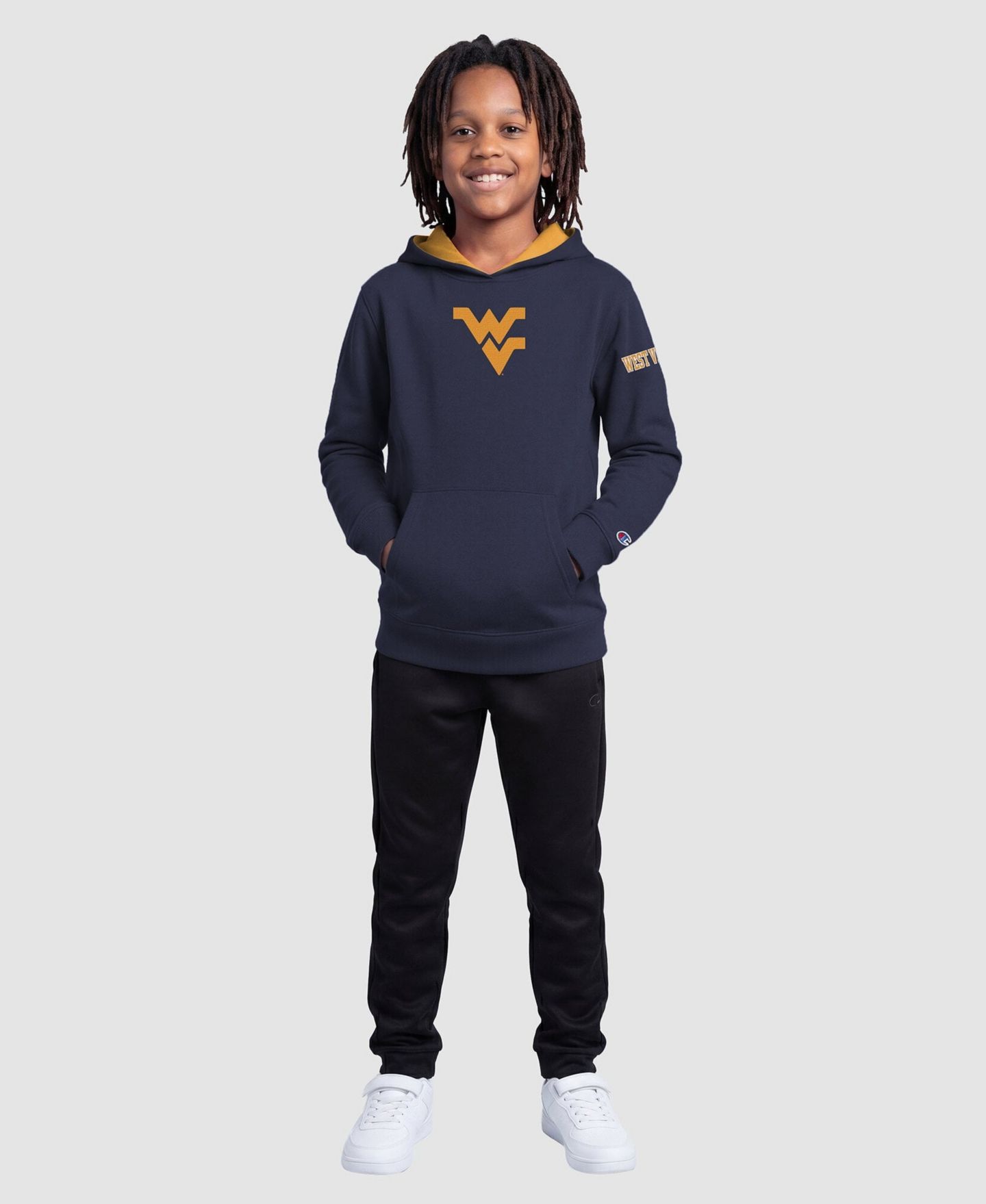 Детское флисовое худи Champion Navy West Virginia Mountaineers — фото 4