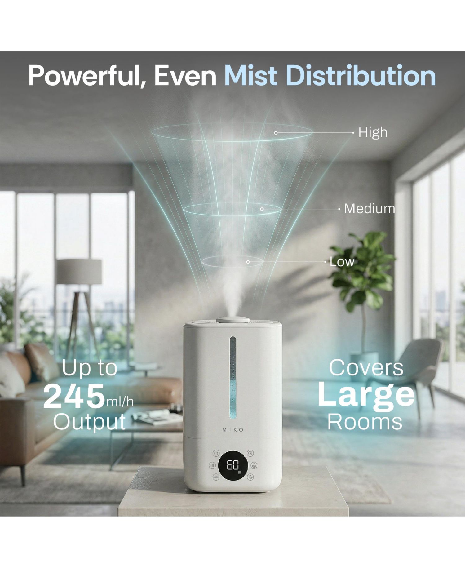 Myst 4.5L Cool Mist Humidifier with Auto Humidity Control, Remote and Aromatherapy