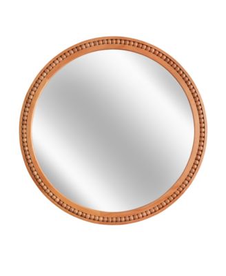 30 x 30 Inch Round Wall Mirror with Beaded Solid Wood Frame Farmhouse Decor for Entryway Bathroom Living Room