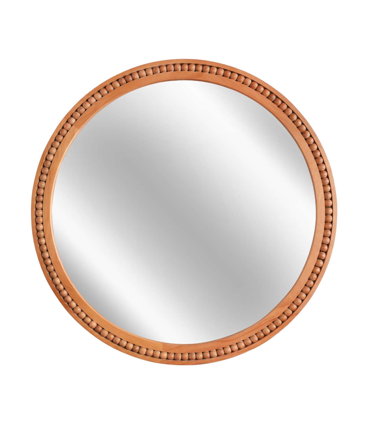 Busdays 30 x 30 Inch Round Wall Mirror with Beaded Solid Wood Frame Farmhouse Decor for Entryway Bathroom Living Room