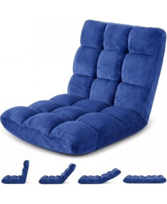 Folding Floor Chair with Back Support, 14 Adjustable Positions, Lounge Chair for Gaming and Reading