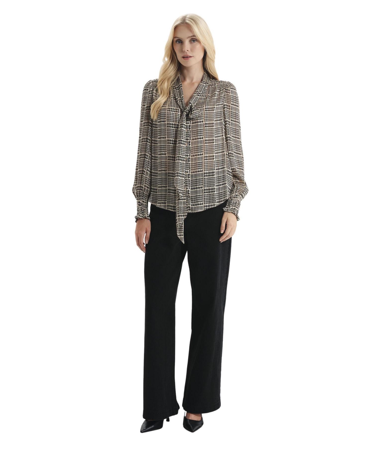 Women's Mavis Chiffon Long Sleeve Tie Neck Blouse