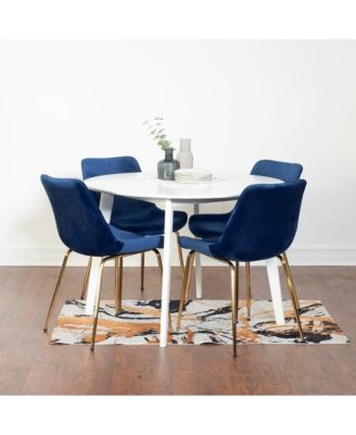 Aufurr 5-Pc Dining Set, White Round Dining Table with 4 Chairs