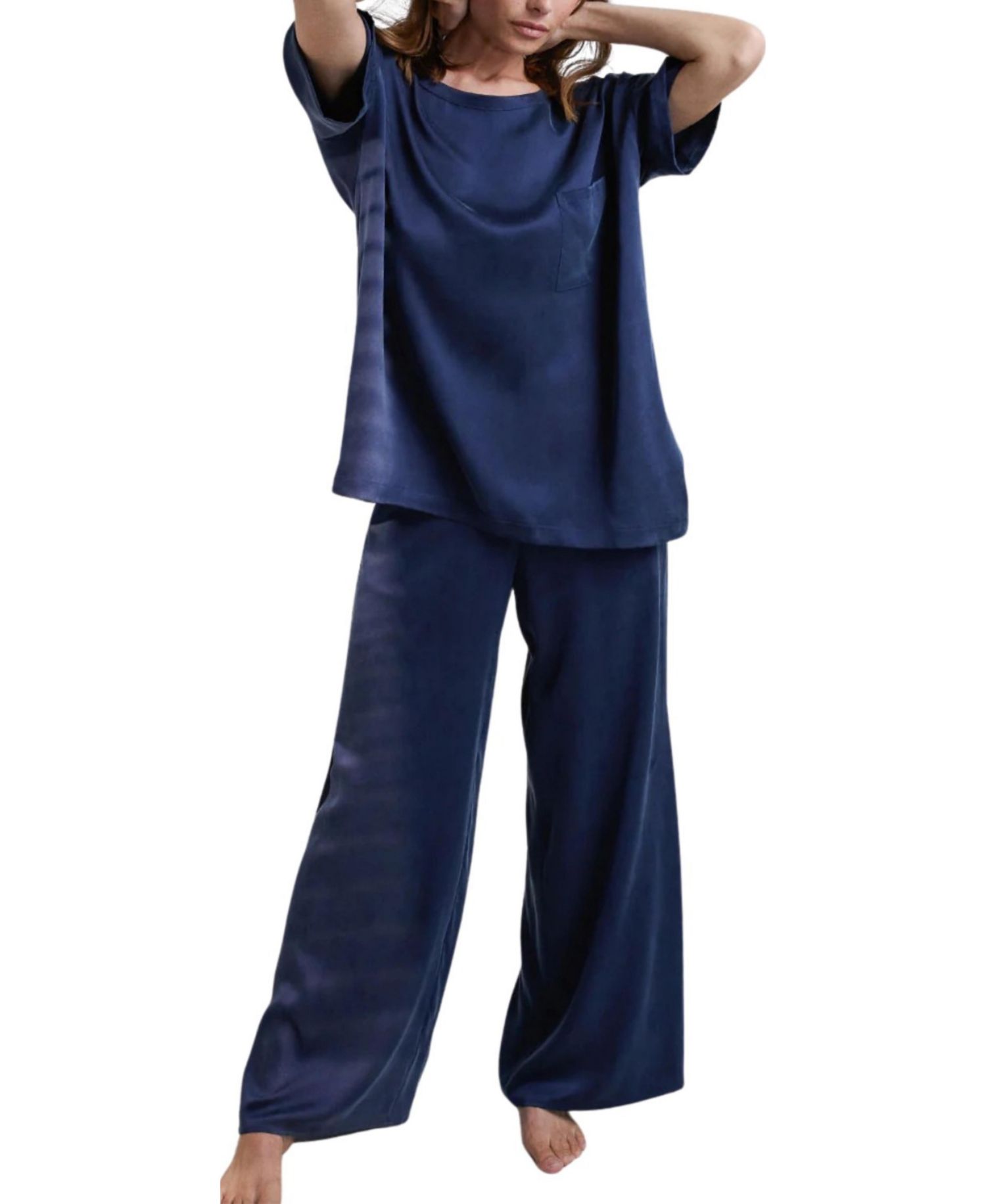 Women's Short-Sleeve Oversized Tee and Pants, 2-Piece Set