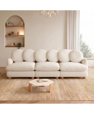 Chenille Modular Sectional Sofa, 3 Seater Deep Seat Couch with 6 Throw Pillows,Solid Wood Frame for Living Room, Bedroom and Apartment