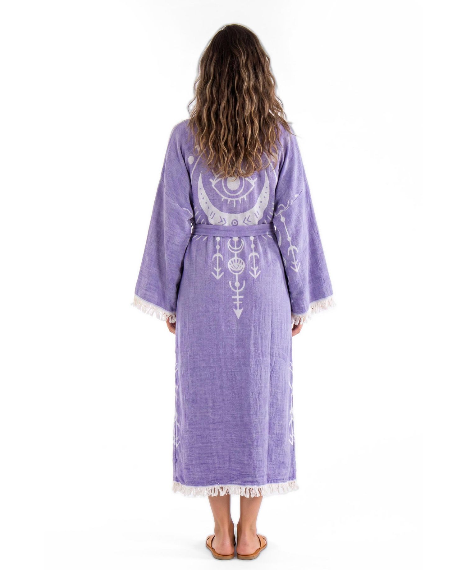 Women's Luna Handwoven Jacquard V-Neck Beach Cover-Up Robe