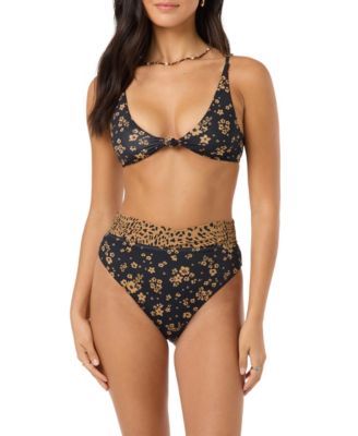 Women's Maya Floral Adjustable-Strap Bralette and High-Waisted Floral-Print Bikini Bottom