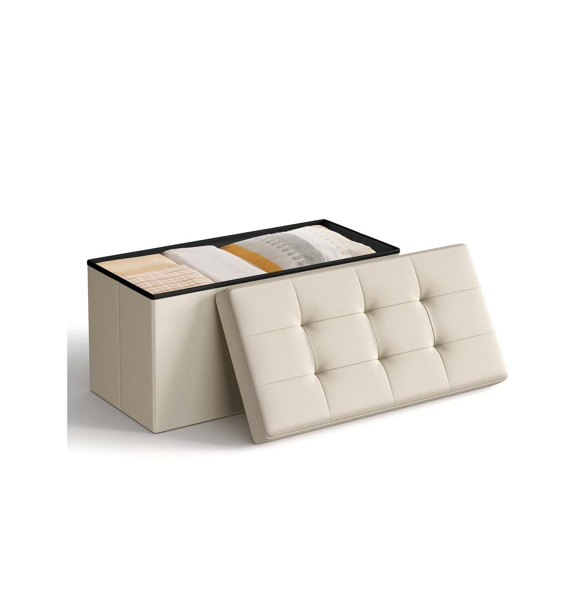 Slickblue 30-Inch Folding Storage Ottoman Bench for Bedroom and Living Room
