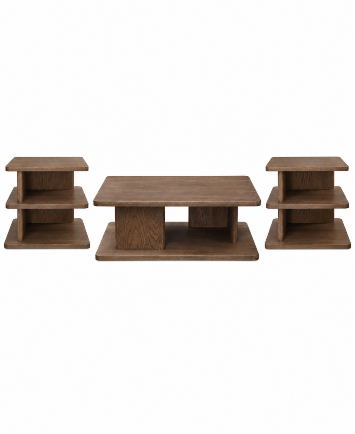 Moe's Home Collection Cassie 3-Piece Wood Coffee Table Set - Brown
