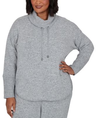 Plus Size Cowl-Neck Long-Sleeve Oversized Top