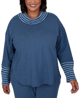 Plus Size Fair Isle Cowl Neck Sweater