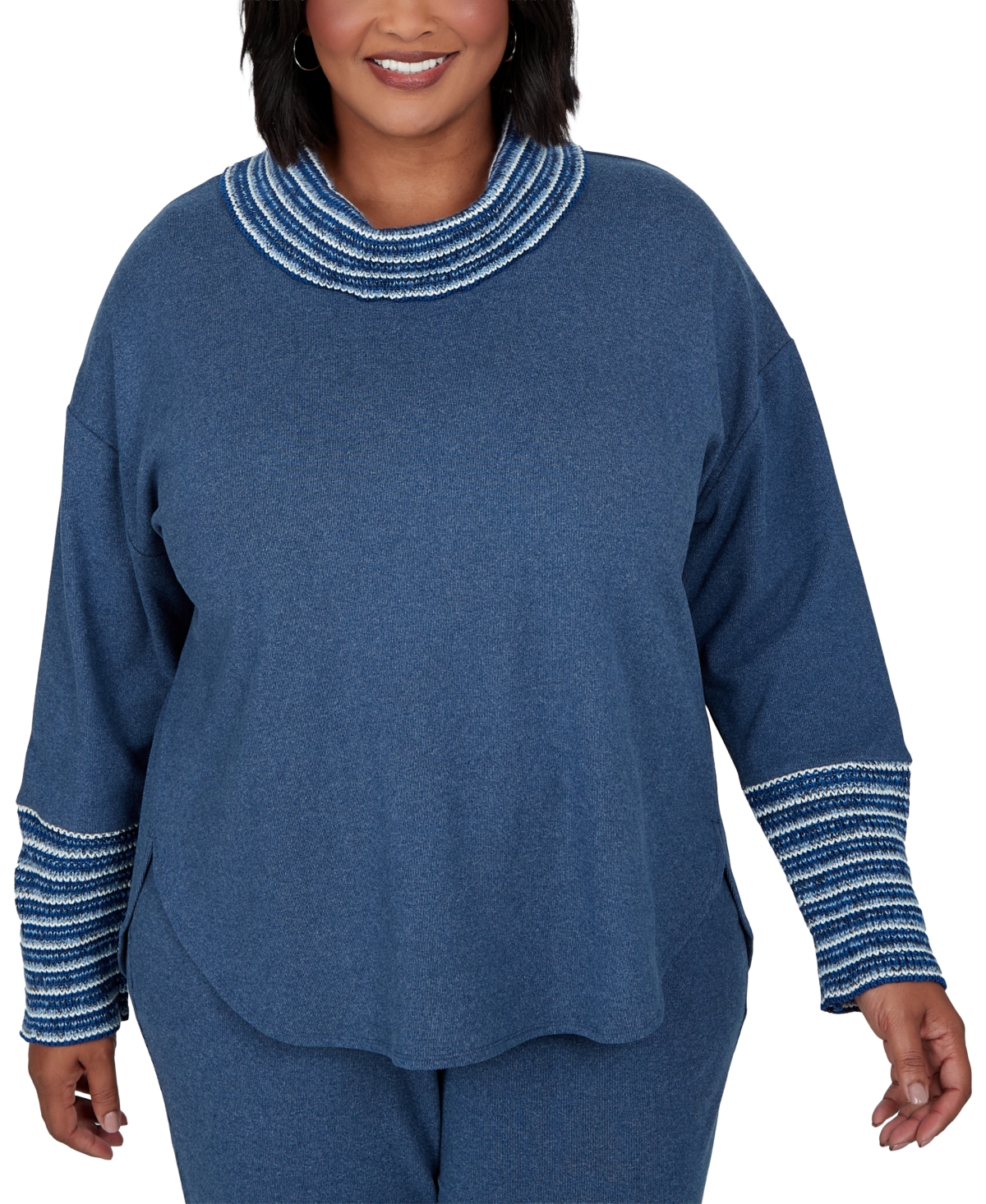 Ruby Rd. Plus Fair Isle Cowl Neck Sweater