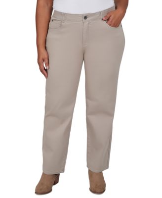 Plus Size Colored Denim Mid-Rise Straight Pants