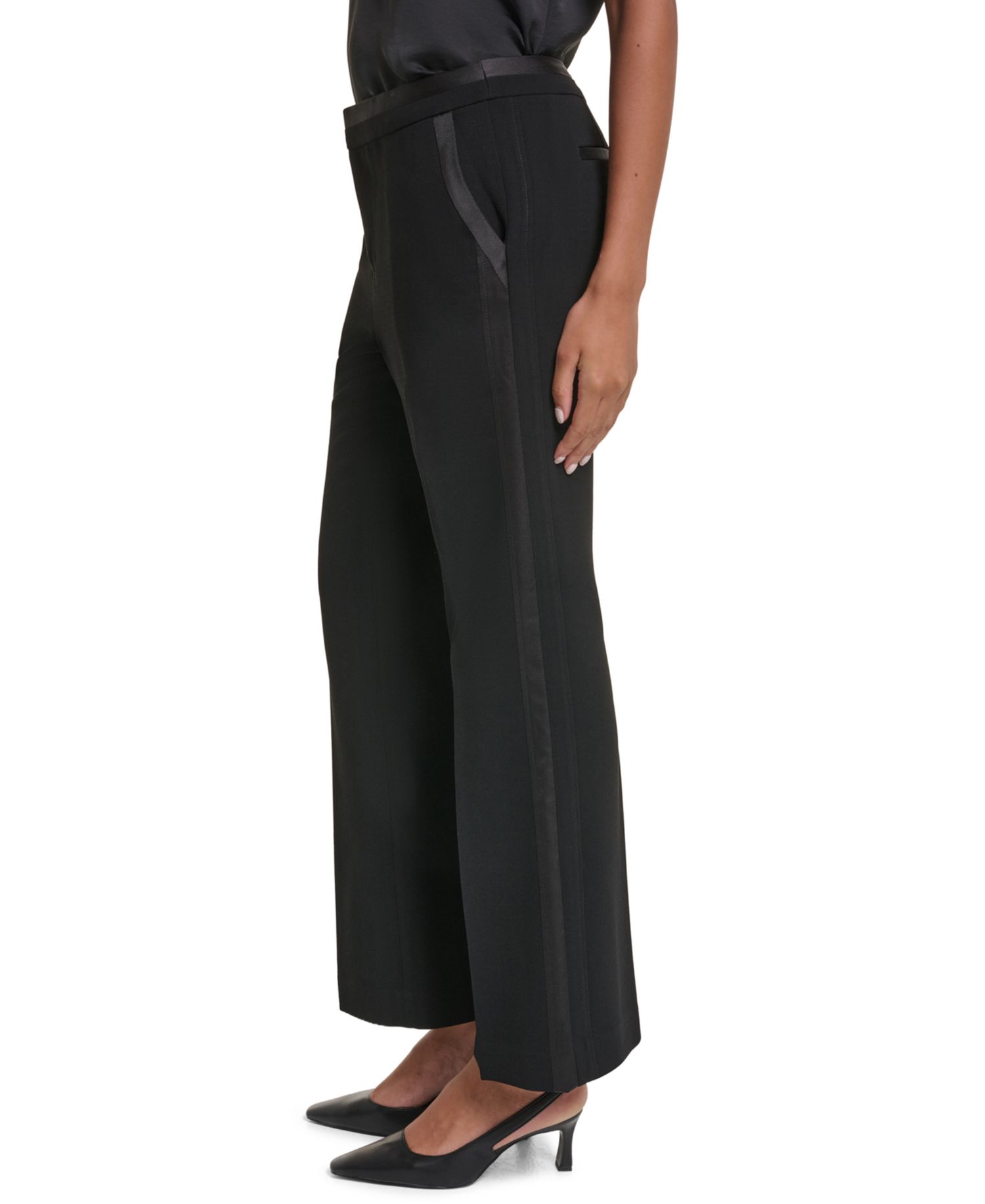 Petite Satin Mid-Rise Pants