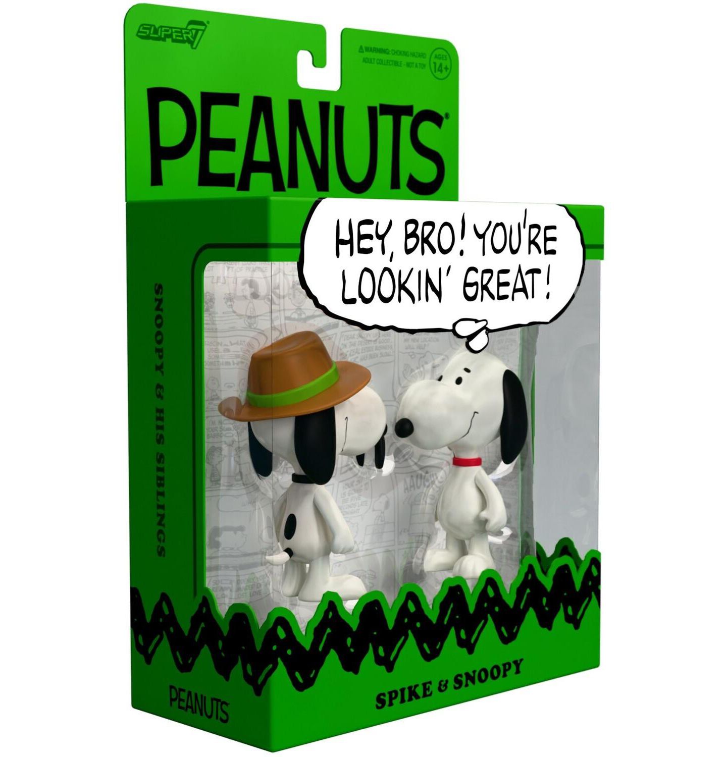 Детские фигурки Super7 ReAction Peanuts Snoopy and Spike Articulated 2.75" Action Figures, 2-Piece Set, Ages 14+, цвет: Open Miscellaneous — фото 2