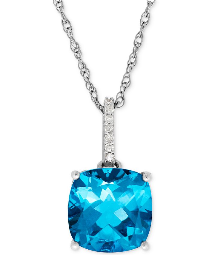 Macy's Blue Topaz (5-1/4 ct. t.w.) and Diamond Accent Pendant Necklace ...