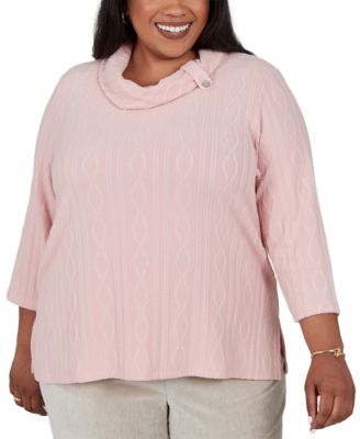 Plus Size Cable-Knit Cowl-Neck Blouse