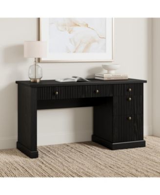 54" Fluted Executive Desk with Charging Station - Wooden Computer Desk with File Drawers, Writing Desk for Home Office, Study, Living Room, Bedroom