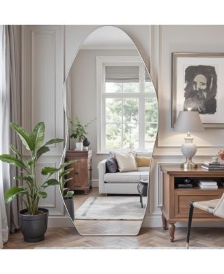 Full Length Mirror, 76"x36" Irregularly shaped Floor Mirror for Bedroom, Hanging Mounted for Living Room Cloakroom