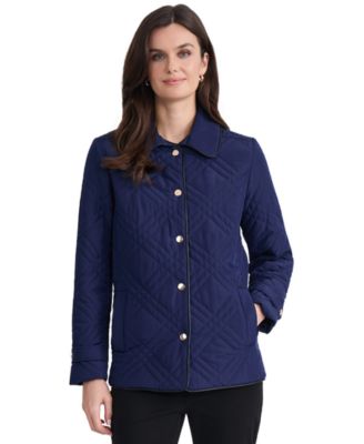 Women's Triple-Diamond-Quilted Faux-Leather-Piping Jacket