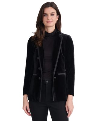 Women's Double Breasted Velvet Combo Blazer