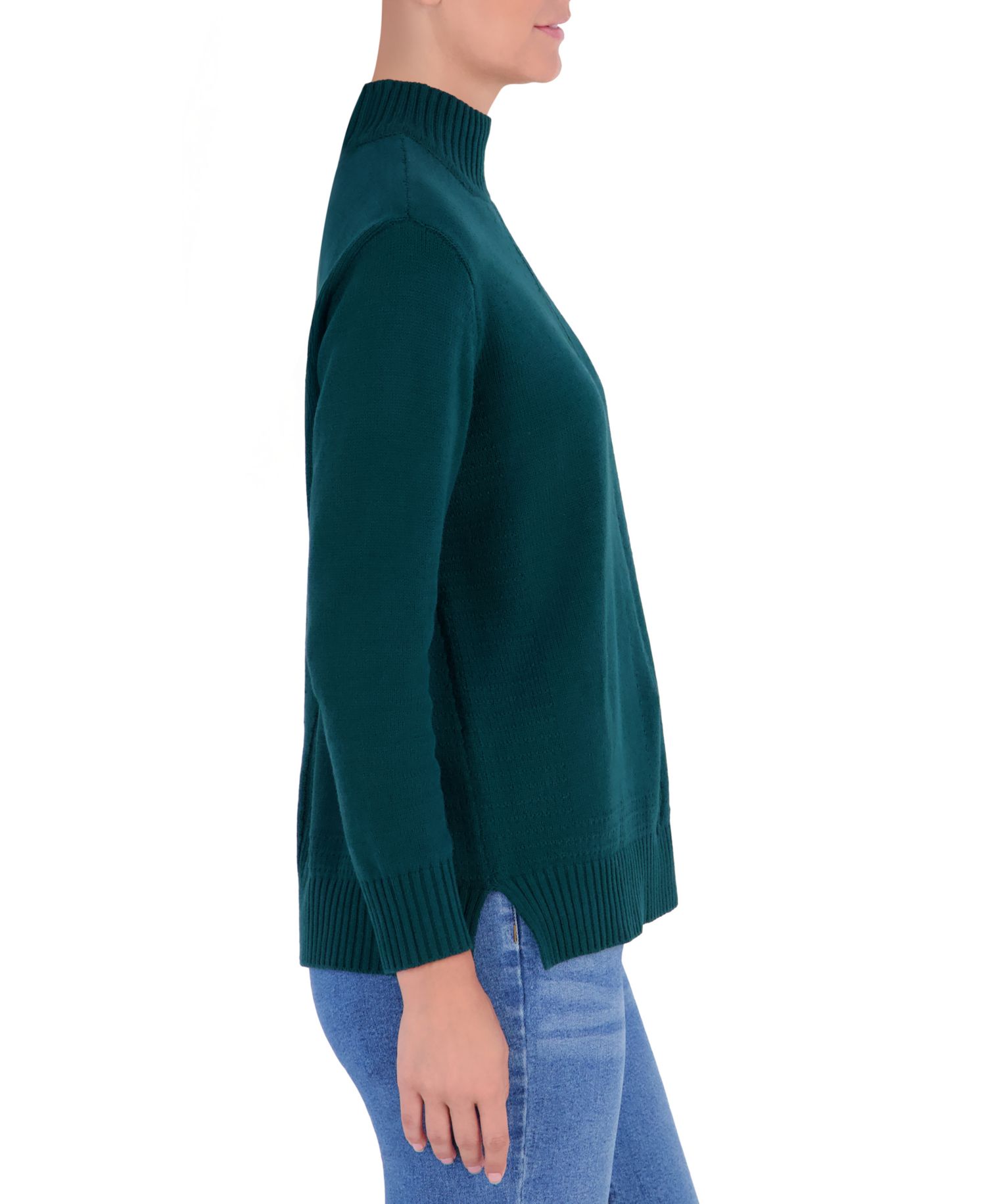 Women's Oversized Turtleneck Stitch-Detail Sweater
