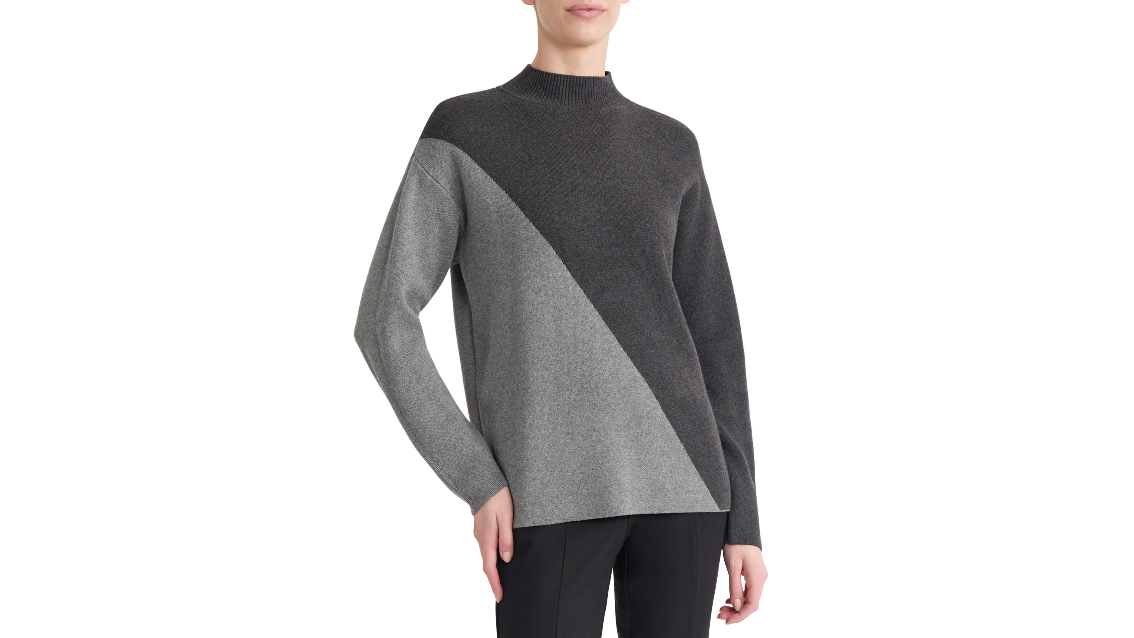 Jones New York Women's Colorblock Mock Neck Long-Sleeve Sweater