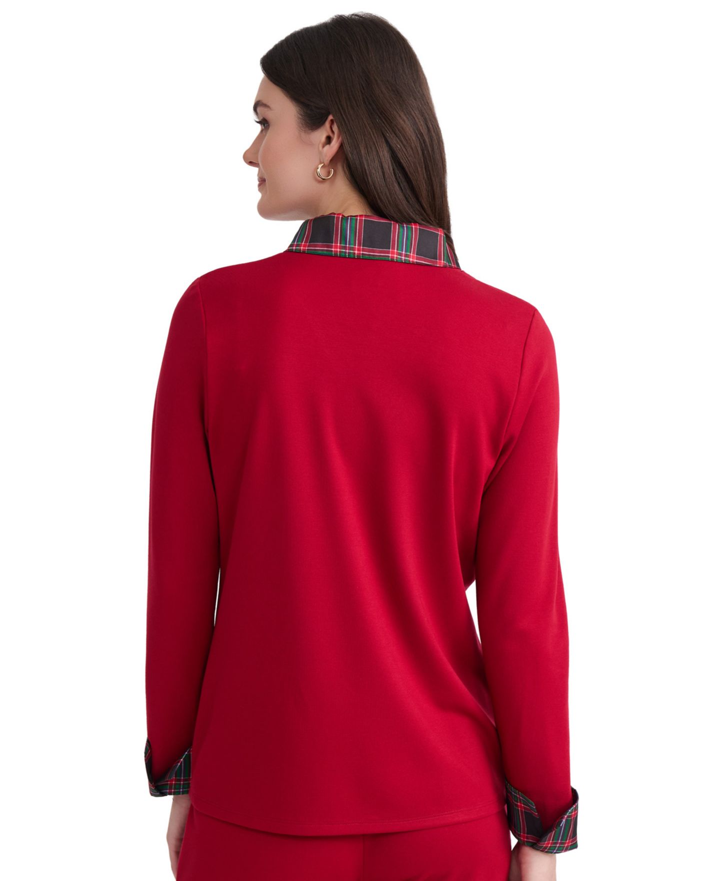 Женская блузка Jones New York Serenity Long-Sleeve Plaid Layered-Look, цвет: Красный — фото 7