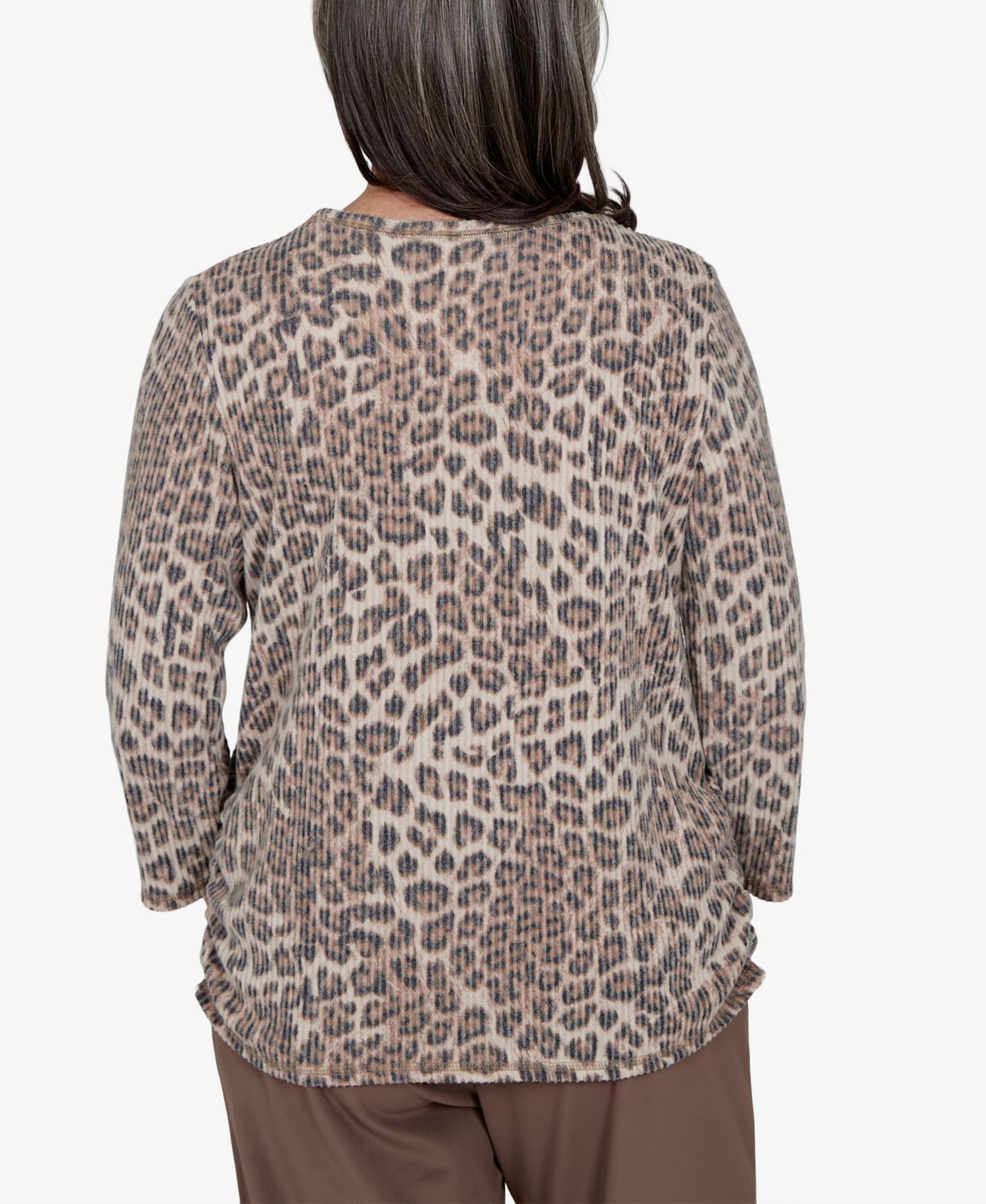 Petite Leopard-Print 3/4-Sleeve T-Shirt