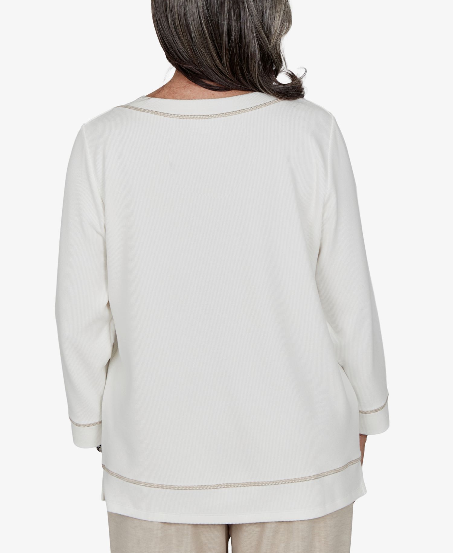 Petite Floral 3/4-Sleeve Side-Slit Blouse