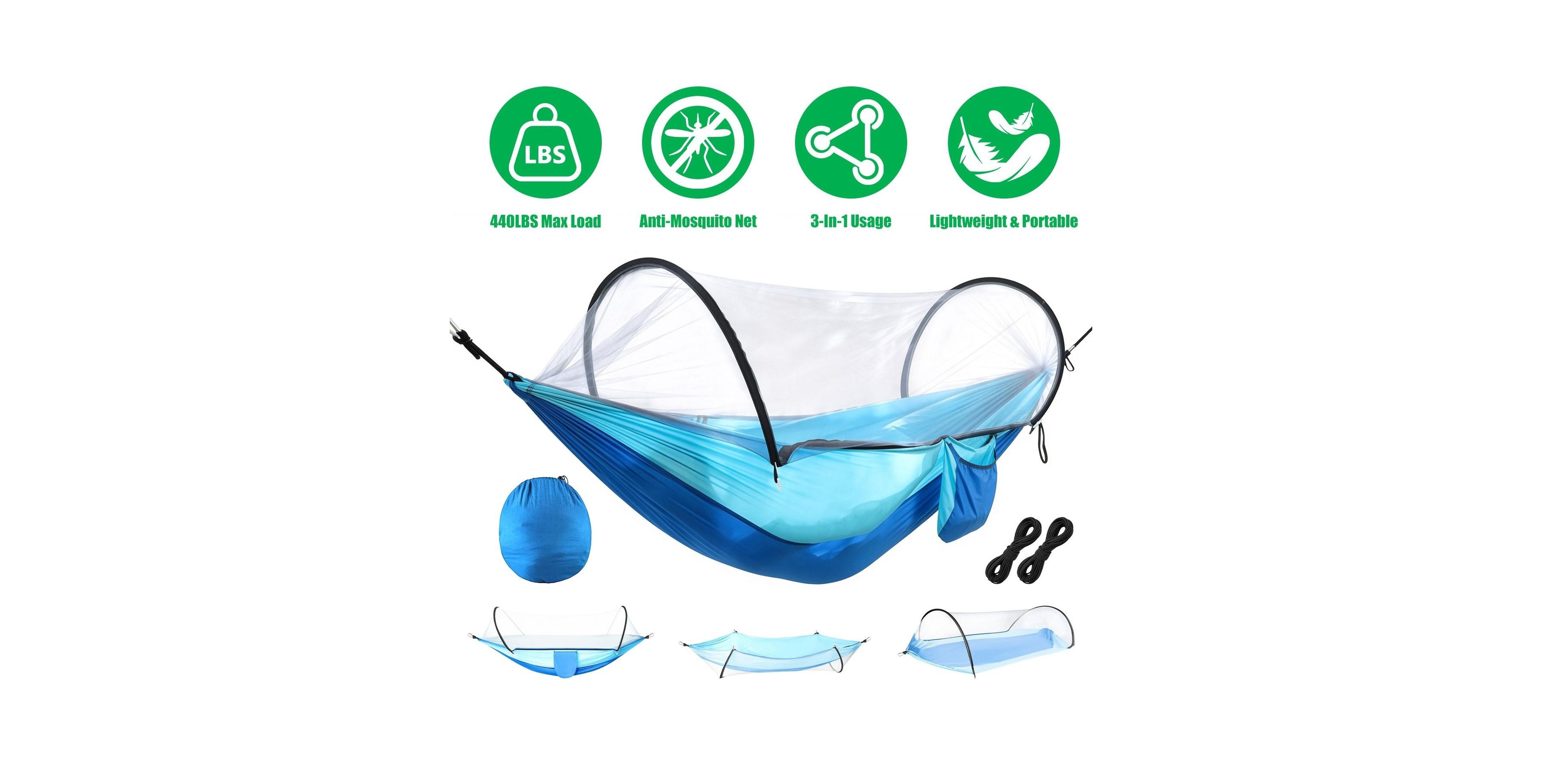 Sevorley Outdoor Hammock, Pop-Up Setup, Netting, 440 lb Capacity for Camping, Travel and Outdoor Activities